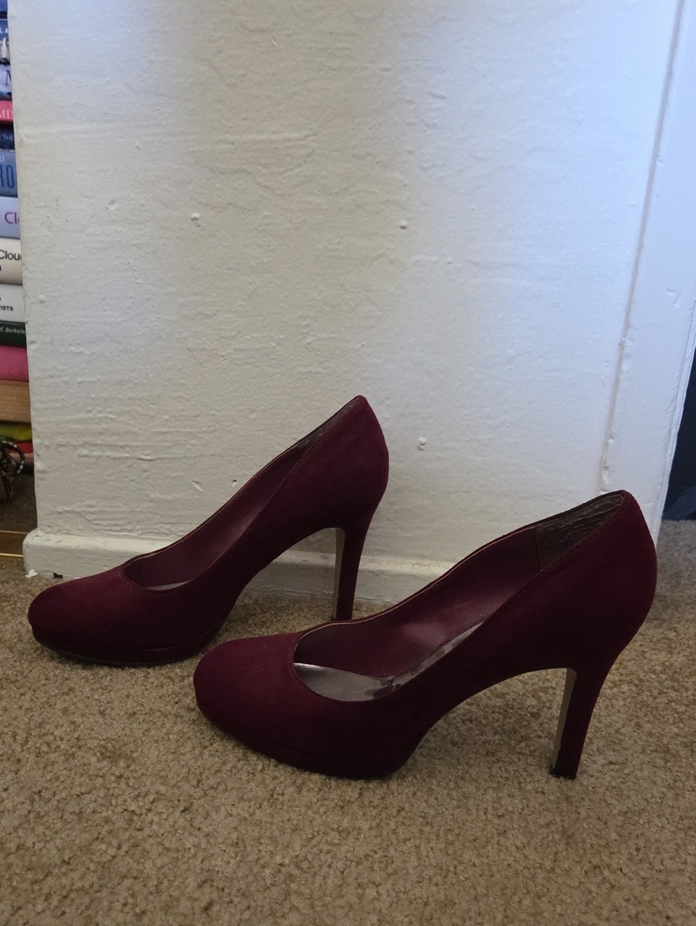 Women's Burgundy Suede High Heel Pumps